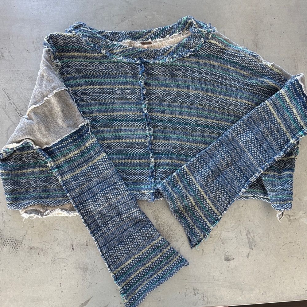 Free People Blue and Green Striped Sweater